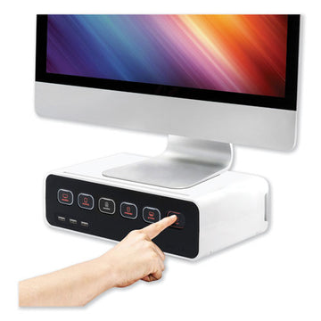 Kantek Cable Management Power Hub And Stand With Usb Charging Ports, 5 Outlets, 3 Usb, 6.5 Ft Cord, 11.75 X 6.6 X 3.5, White freeshipping - TVN Wholesale